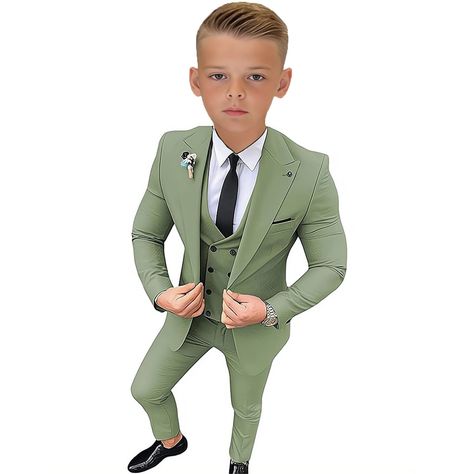 PRICES MAY VARY. Material - The boys tuxedo suit are made of high quality 80% polyester and 20% Viscose, soft and comfortable, crisp, not easy to fold, good air permeability, to ensure your little boy dressing comfort to the maximum extent, is the best gift for your children! Design: kids tuxedo suit for boys,Peak Lapel,fashion v neck,one button,Chest side pocket,two real pockets,double-breasted vest,elastic waist,slim fit jacket pants set, Package:3 Pieces Boys Suit Set,including one pieces of Children Suits Boys, Boy Jacket Outfit, Suits For Kids Boys, Kids Wedding Outfits Boys, Boys Dressy Outfits, Kid Tuxedo, Kids Wedding Outfits, Suit For Boys