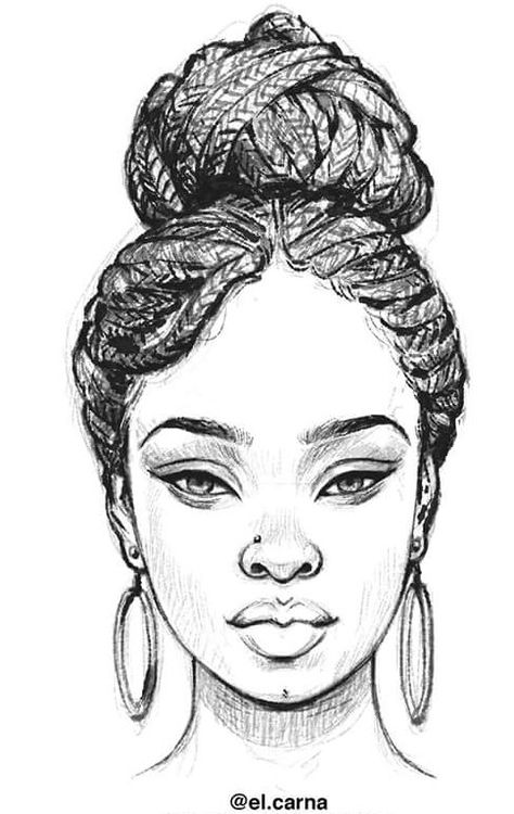 Braids Drawing, Art Black Love, How To Draw Braids, 얼굴 드로잉, Afrikaanse Kunst, Girl Drawing Sketches, Drawing Faces, Face Sketch, Character Sketches