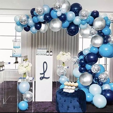 DIY NAVY BLUE BALLOON ARCH KIT DIY GRADUATION BALLOON ARCH KIT #balloonarch #balloongarland #balloondecor #balloonbackdrop #partythemes #partyideasforkids #navybluedecor #graduation #shopsmall #shopsmallbiz #graduationpartyideas #graduationpartydecor #shopsmallbiz #partydecoration #partydeco #partydecorationideas Boy Party Decorations, Baby Shower Balloon Arch, Boys Birthday Party Decorations, Gold Confetti Balloons, Graduation Balloons, Blue Balloon, Garland Arch, Birthday Balloon Decorations, Decoration Birthday