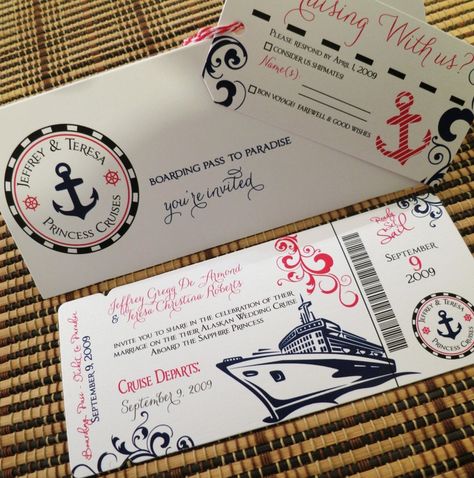 Cruise Wedding Invitations, Cruise Theme Parties, Cruise Ship Party, Cruise Ship Wedding, Boarding Pass Wedding Invitation, Cruise Tickets, Nautical Invitations, Boarding Pass Invitation, Cruise Party