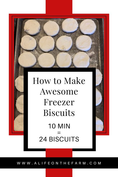 Super Easy Recipe - Awesome Freezer Biscuits! Get this Recipe NOW! #recipe #recipes #biscuits #freezercooking #alifeonthefarm #twooaksfarmstead Freezing Biscuits Before Baking, Freezing Biscuit Dough, Frozen Biscuits Recipes, Freezer Cookies Make Ahead, Frozen Biscuit Recipes, Make Ahead Biscuits, Freezer Biscuit Recipe, Homemade Freezer Biscuits, Freezer Biscuits