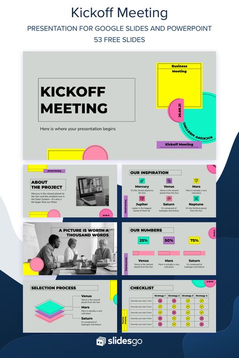 A good project kickoff will guarantee your success. Download and modify this template for kick-off meetings in Google Slides and PowerPoint. Project Presentation Design, Tech Presentation, Powerpoint Presentation Ideas, Business Presentation Design, Kickoff Meeting, Free Ppt Template, Business Plan Presentation, Effective Presentation, Powerpoint Free