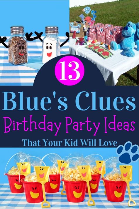 Different ways to celebrate a Blue's Clues birthday party for your kids. Blues Clues Birthday Party Activities, Blue Clues First Birthday Party, Blues Clues Themed Food, Blues Clues Birthday Party Food Ideas, Blues Clues Party Food Ideas, Blues Clues Cookies 2nd Birthday, Blue Clues 1st Birthday Party Ideas, Blue Clues Birthday Party Ideas Food, Blues Clues Snack Ideas