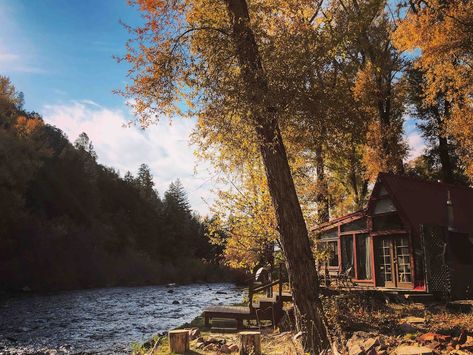 a photo of a waterfront a-frame cabin, one of the coolest cabins in Colorado Basalt Colorado, Colorado Airbnb, Colorado Cabins, River Cabin, Maroon Bells, Cabin Vacation, Colorado Vacation, Grand Lake, Mountain Getaway