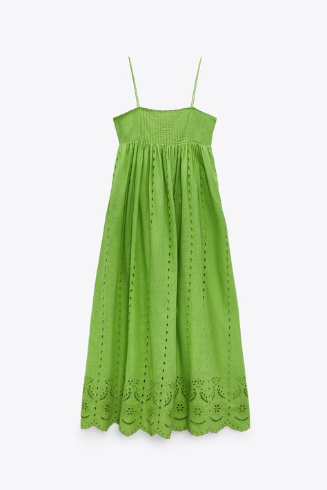 Zara Shop, Cotton Voile Dress, Sundresses Women, Voile Dress, Cutwork Embroidery, Tiered Skirts, Cotton Sundress, Tiered Ruffle Dress, 21st Dresses