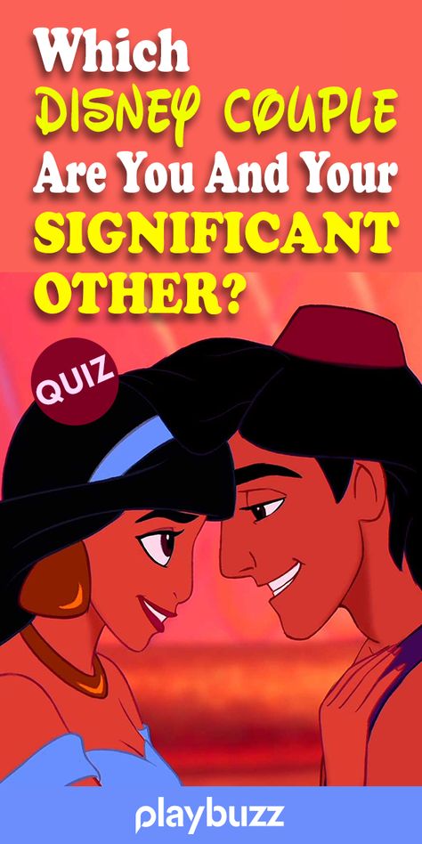 Test For Couples, Disney Buzzfeed, Princess Quiz, Jasmine And Aladdin, Disney Kiss, Quizzes Funny, Couples Quizzes, Couples Quiz, Compatibility Test