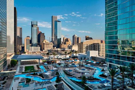 Houston Hotels, Omni Hotel, Hilton Hotels, Lazy River, Downtown Houston, Resort Pools, Skyline View, East Texas, Hotel Pool