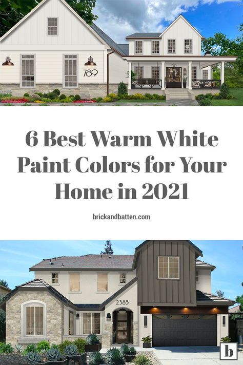 White House Exterior Paint Colors, White House Exterior Colors, Best Warm White Paint Colors, Warm White Paint Colors, White House Exterior, Cream Colored Houses, Warm White Paint, White Exterior Paint Colors, Warm Whites