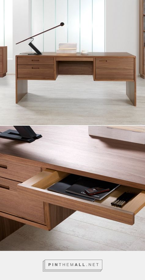 Contemporary home office desks from Jumeira | Wharfside Furniture - created on 2015-10-23 00:16:07 Desk Top Ideas, Wood Desk Design, Executive Office Design, Floor Desk, Freedom Furniture, Office Table Design, Cabinet Detailing, Contemporary Home Office, Pc Desk