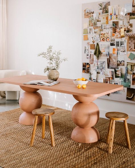 Creating A Sculptural Dining Table (Using Plant Pots!) | Collective Gen Long Dining Table, Chicken Dip, Mesa Exterior, Wooden Vase, Meeting Table, Pedestal Dining Table, Pedestal Table, Diy Table, Buffalo Chicken