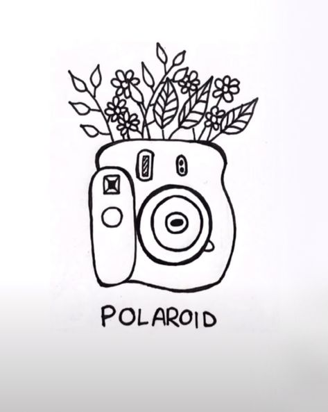 Polaroid Doodle, 1d Tattoos, Polaroid Drawing, Banner Doodle, Like A Tattoo, Whiteboard Art, Doodle Art For Beginners, Cute Easy Paintings, Camera Drawing