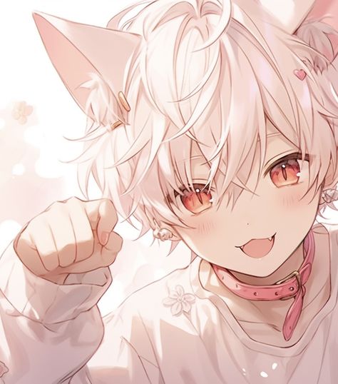 Cute Catboy Pfp, Cute Anime Boys Kawaii, Puppy Boy Anime, Catboys Anime, Catboy Drawing, Kawaii Boy Pfp, Anime Dog Boy, Dogboy Anime, Cat Boy Oc