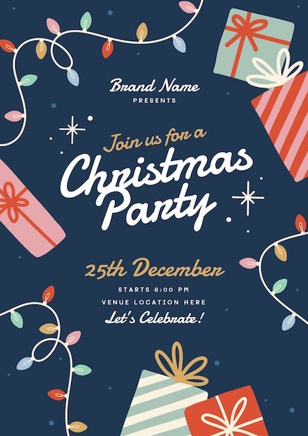 Christmas Party Invitations Free, Christmas Party Flyer, Christmas Poster Design, Christmas Party Poster, Online Party Invitations, Christmas Party Invitation Template, Party Layout, Christmas Campaign, Dinner Party Invitations