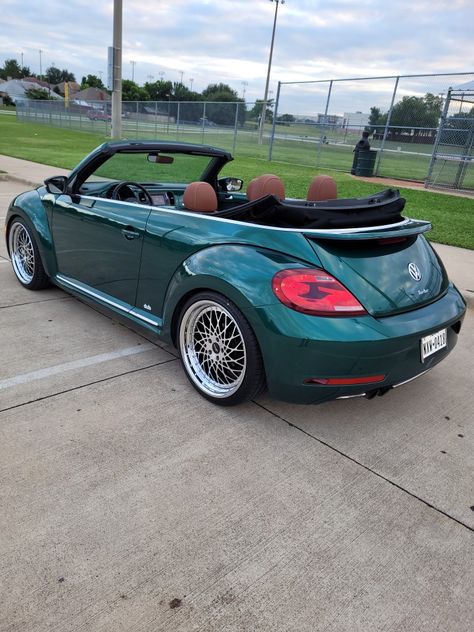 Vertini's on 20's Volkswagen Bug Convertible, Dark Green Volkswagen Beetle, Dark Green Beetle Car, Convertible Bug, 2005 Vw Beetle Convertible, Vw Bug Convertible Vintage, 2000 Volkswagen Beetle, Vw Beetle Convertible, Volkswagen Beetle Convertible