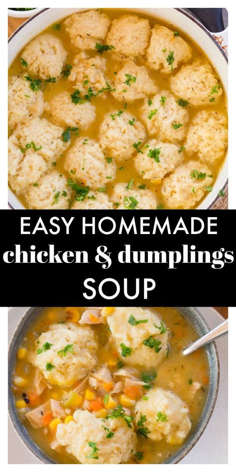 Easy Homemade Dumplings, Turkey Dumpling Soup, Recipe For Chicken And Dumplings, Chicken And Dumplings Soup, Chicken Soup With Dumplings, Chicken And Dumpling Soup, Soup With Dumplings, Homemade Dumplings Recipe, Dumplings Soup