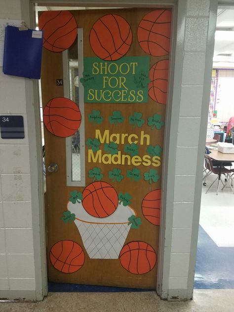 March Madness Classroom Door, March Madness Decorations, March Door Decorations Classroom, March Madness Bulletin Board, March Madness Basketball, Preschool Door, Class Door, Disney Themed Classroom, Door Poster