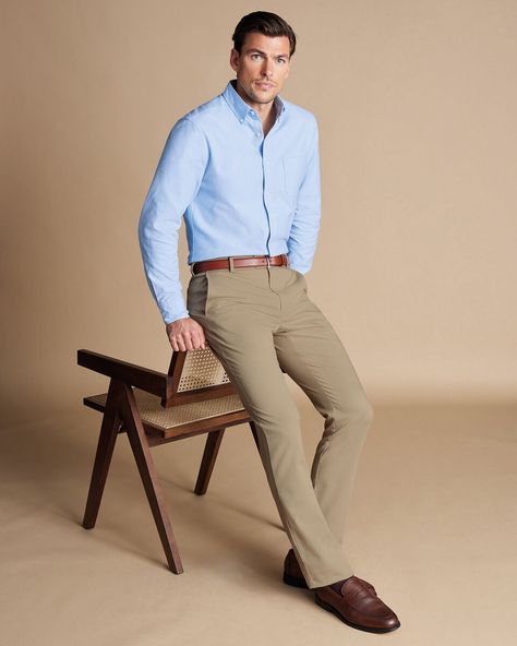 Ultimate Non-Iron Chinos - Taupe | Charles Tyrwhitt Man Shirt Pant Combination, Mens Fashion Professional Casual, Shirt And Trousers Men Outfits Formal, Business Casual Chinos Men, Formal Business Attire For Men, Chino Pants Men Outfits Street Styles, Men Chinos Outfit, Khaki Pants Outfit Men Formal, Church Outfit Men Sunday