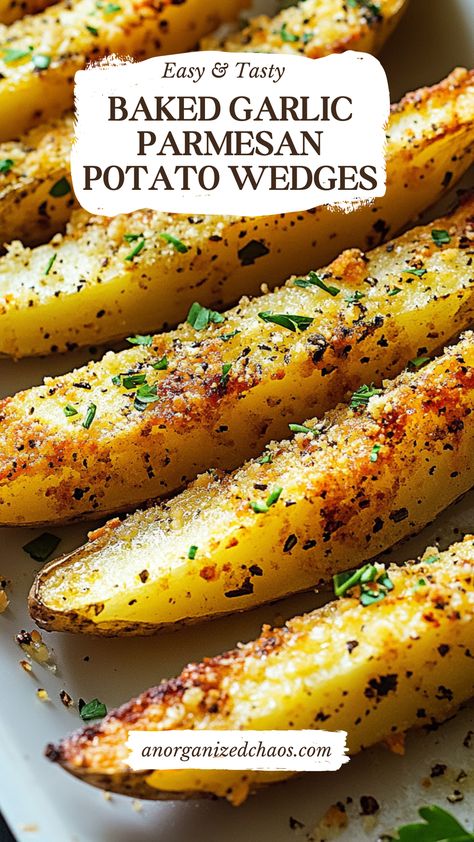 Baked Garlic Parmesan Potato Wedges, Garlic Parmesan Potato Wedges, Seasoned Potato Wedges, Parmesan Potato Wedges, Parmesan Potato, Garlic Parmesan Potatoes, Potato Wedges Baked, Parmesan Potatoes, Baked Garlic