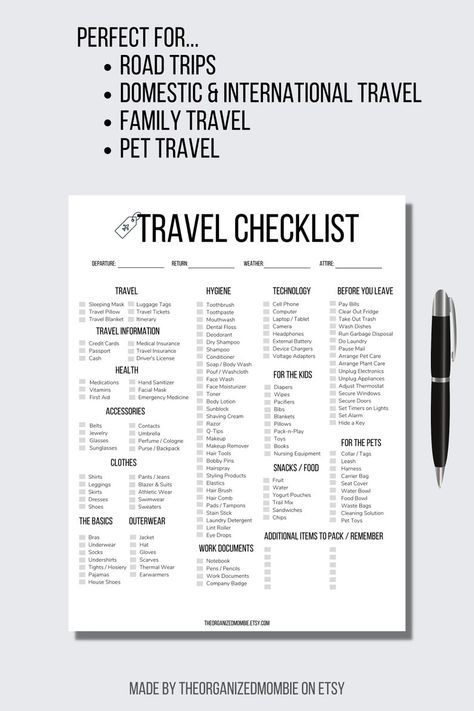 Travel Packing List Printable Family Packing List Vacation Packing List Kids Packing Checklist Printable Travel Checklist Packing PDF - Etsy UK Vacation List Packing, Travel Checklist For Women, Travel List Packing, Travel Checklist Packing, International Packing List, Travel Checklist Printable, 1st Grandchild, Packing List Kids, Travel Packing List Printable