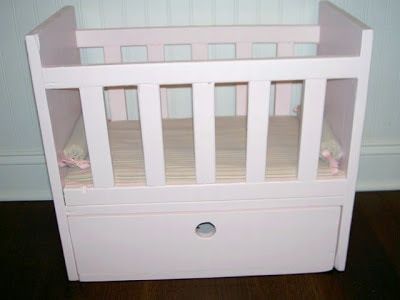 DIY Doll Crib with Storage Drawer - Jaime Costiglio Diy Doll Crib, Wooden Doll Crib, Crib With Storage, Crib Diy, Baby Doll Crib, Doll Bunk Beds, Crib Design, Kids Bench, Diy Crib