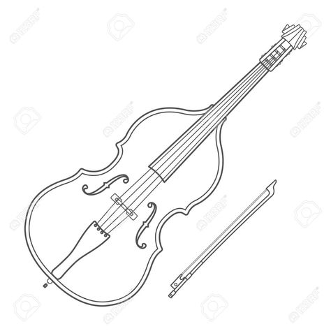 Bass Instrument Drawing, Double Bass Drawing, Drawing Instruments, Double Bass, School Play, Clipart Black And White, Line Drawing, Easy Drawings, Bass