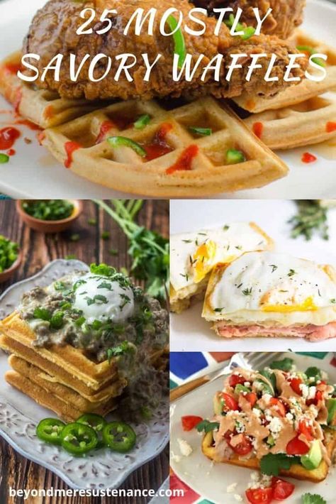 Lunch Waffle Ideas, Gourmet Waffle Ideas, Cool Waffle Ideas, Waffle Savory Recipe, Different Waffle Ideas, Vegan Waffle Maker Recipes, Waffle Dinner Recipes, Savory Waffle Sandwich, Savory Breakfast Waffles