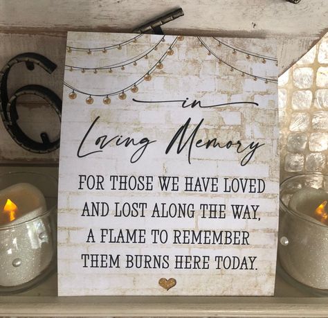 Memorial Sign For Wedding, Candle Light Memorial, 50th Class Reunion Ideas, 40 Birthday Signs, Memory Gifts, Reunion Decorations, Sign For Wedding, Memory Table, Reunion Ideas