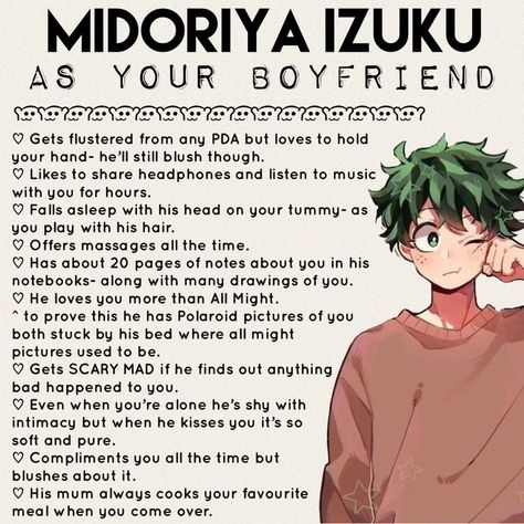 Deku Comforting You, Mha Headcanons Spicy Deku, Bnha As Boyfriend, Mha Boyfriend Headcanons, Deku As A Boyfriend Spicy, Izuku Midoriya X Yn, Mha Deku Headcanons, Anime As Boyfriend, Head Cannons Mha