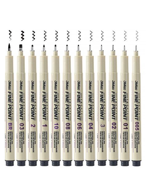 12pcs Fineliner Ink Pens, Black Micro Fine Point Drawing Pens Waterproof Archival Ink Multiliner Pens for Artist Illustration, Sketching, Technical Drawing, Anime, Manga, Scrapbooking | SHEIN IL Point Drawing, Drawing Pens, Fine Point Pens, Ink Pens, Artist Illustration, Comic Drawing, Pen Sketch, Drawing Supplies, Art Drawings Sketches Creative