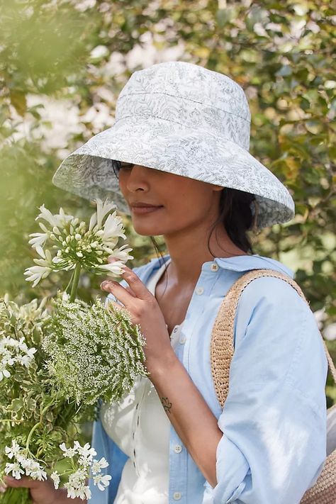 Botanical Cotton Crusher Hat | Anthropologie Gardening Outfit, Sun Protection Hat, Gardening Gloves, Summer Hat, Hand Poured Candle, Water Repellent Fabric, Fashion Spring, Summer Hats, Sun Hat