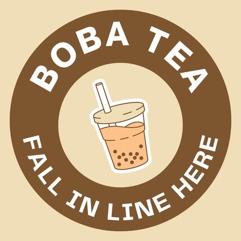 Floor Decal Logo For Drinks Business, Logo Boba Drink, Boba Template, Milk Tea Logo, Milk Tea Boba, Boba Pearls, Boba Milk Tea, Tea Logo, Fall In Line