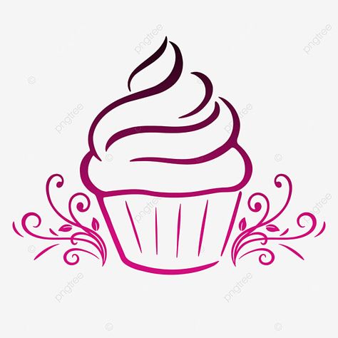 Cupcake Logo Design Graphics, Cupcake Logo Design Ideas, Cake Vector Logo, Cake Logo Design Graphics, Cupcake Silhouette, Cupcakes Logo, Cupcake Outline, Cupcake Graphic, Cupcake Tattoo