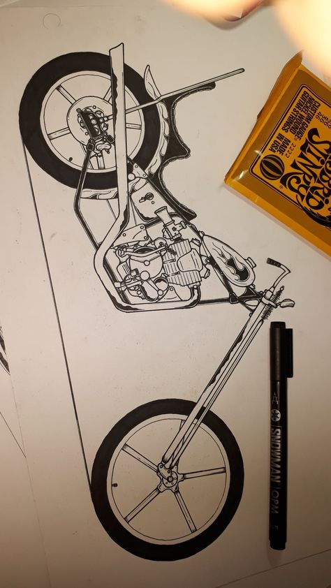 Swingarm Chopper, Ska Punk, Bike Drawing, Motorcycle Wallpaper, Chopper Bike, Chopper Motorcycle, Modern Tattoos, Motorcycle Art, Thrash Metal