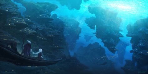 20 Undersea Encounters - Tribality Fantasy Scenery, Underwater City, Concept Art World, Medieval World, Scenery Background, Matte Painting, Freelance Artist, Art Workshop, Underwater World