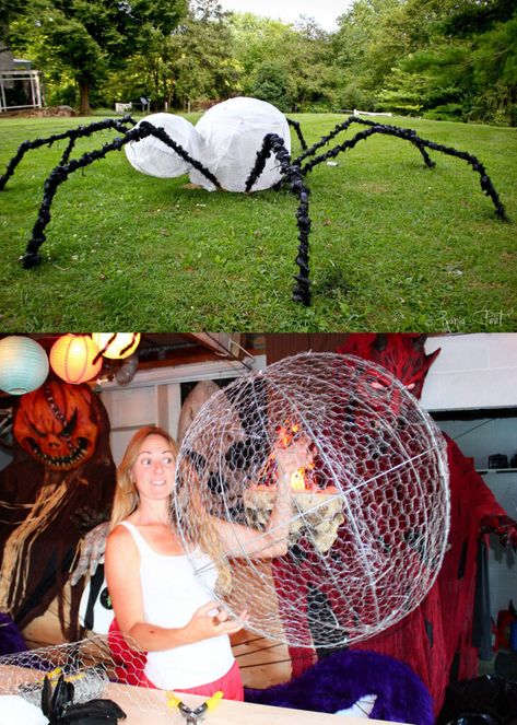 Easy Big Halloween Decorations, Diy Halloween Outdoor Decorations, Diy Halloween Outdoor, Halloween Yard Decorations Diy, Front Yard Halloween Decorations, Diy Halloween Spider, Halloween Yard Art, Halloween Diy Outdoor, Halloween Pumpkins Painted