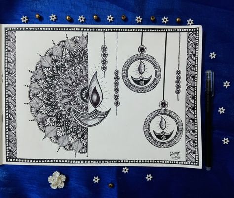 Diya Mandala Art 🪔#Happy Diwali✨🪔🕯️..... For more mandala art check out @Suku's Mandala Page ❣️ Happy Diwali Mandala Art, Mandala For Diwali, Diwali Mandala Art Drawing, Mandala Drawing For Diwali, Mandala Art For Diwali, Drawing Of Diwali, Diwali Sketch Drawing, Diya Mandala Art, Diwali Mandala Art