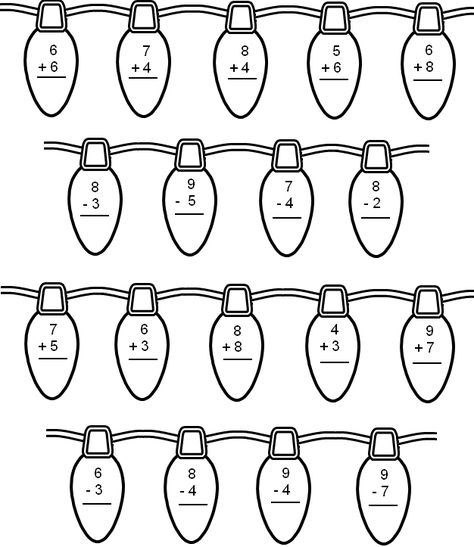 Christmas Worksheet - Color By Number Math Worksheet for Kids - Addition, Subtraction - Christmas Theme - Bulbs Christmas Subtraction, Christmas Worksheet, Christmas Math Worksheets, Math Coloring Worksheets, Christmas Addition, Holiday Worksheets, Christmas Worksheets, Subtraction Worksheets, Math Coloring