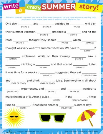 Worksheets: Crazy Story: Summer  Mad Libs fill in the blank story Halloween Mad, June Activities, Crazy Summer, Pirate Activities, Summer Worksheets, Summer Writing, End Of Year Activities, Mad Libs, Summer Story