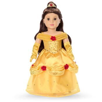 Disney Collector Dolls, American Girl Style, Knit Gown, New Disney Princesses, Adventure Stories, Disney Princess Dolls, Disney Princess Belle, Gold Gown, Princess Belle