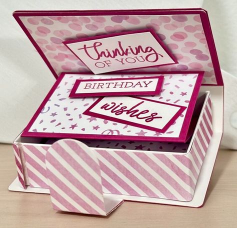 Gift Card Holder Idea Using the Book Treat Boxes - StampingJill.com Book Treat Boxes, Stampin Up Book Treat Boxes, Gift Card Boxes Diy, Diy Card Box, Interactive Gifts, Merry Christmas Tags, Card Box Holder, Happy Birthday Friend, Give A Gift