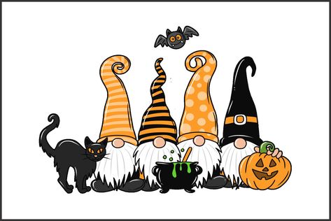 Halloween Downloads, Halloween Shirt Design, Halloween Gnomes, Halloween Gnome, Halloween Candy Corn, Scandinavian Gnomes, Cat Pumpkin, Gnomes Crafts, Halloween Designs