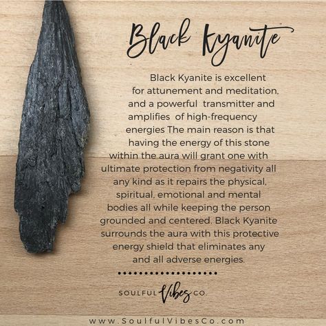 Black Kyanite has A LOT of properties, like a WHOLE lot! It's healing abilities can repair one's aura, aid in balancing chakras, and gives insight into difficult situations. It can open the lines of communication and dispel any confusion surrounding you. It is also a great stone for meditation as it is very calming to the mind and body. This is just a small bit of how wonderful this crystal is. Click the link in our bio to learn more and shop now! Kyanite Meaning, Balancing Chakras, Spiritual Shop, Black Kyanite, Birth Stones Chart, Kyanite Crystal, Crystal Guide, Crystals Healing Properties, High Vibrational