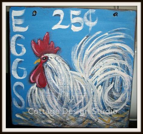 Rooster Decor Farmhouse, Chicken Signs, Rooster Painting, Chicken Painting, Rooster Art, Chickens And Roosters, Chicken Art, Pallet Art, Tole Painting