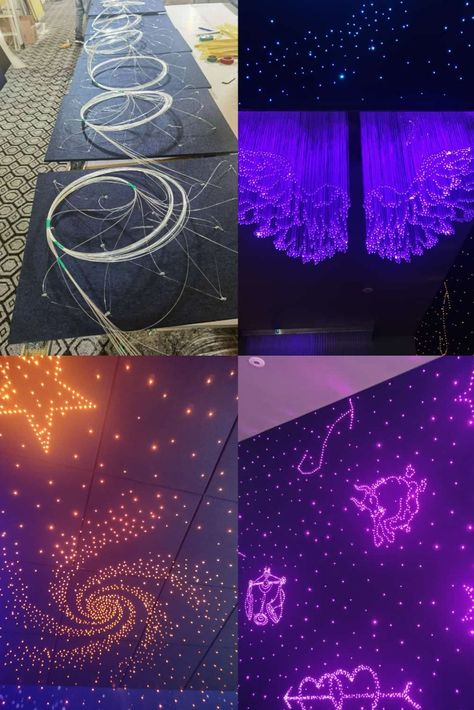 Fiber Optic Lighting Diy, Fiber Optic Ceiling, Fiber Optic Lights, Optic Fiber, Fiber Optic Lighting, Lighting Diy, Galaxy Lights, Interactive Art, Fiber Optic