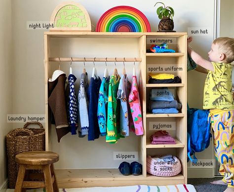 Diy Kids Wardrobe, Diy Montessori Wardrobe, Montessori Closet, Montessori Wardrobe, Montessori Toddler Rooms, Childrens Wardrobes, Montessori Bedroom, Montessori Room, Kids Bedroom Inspiration