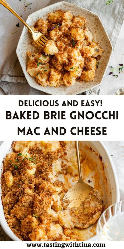 Gnocchi Creamy, Brie Mac And Cheese, Recipes Mac And Cheese, Mac And Cheese Baked, Creamy Brie, Cozy Winter Recipes, How To Cook Gnocchi, Yummy Pasta, Baked Gnocchi