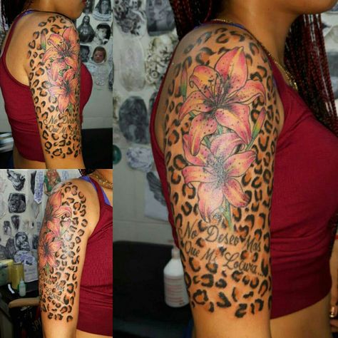 Leopard Print Arm Tattoo, Cheetah Print Sleeve Tattoo, Cheetah Tattoos, Cheetah Print Tattoo On Thigh, Leopard Print Tattoo For Women, Leopard Print Tattoo Sleeve, Cheetah Print Tattoo, Leopard Print Tattoo, Rockstar Tattoo