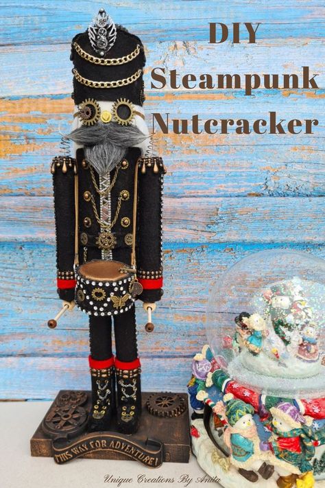 Steampunk Nutcracker - Unique Creations By Anita Steampunk Nutcracker Christmas, Steampunk Nutcracker, Steampunk Christmas Decorations, Steampunk Diy Crafts, Diy Steampunk, Sandy Claws, Steampunk Christmas, Steampunk Crafts, Steampunk Wedding