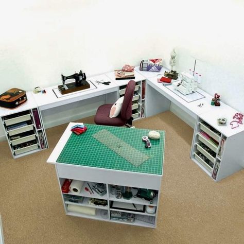 Sewing Room Inspiration, Studio Layout, Sewing Room Storage, Sewing Room Design, Dream Craft Room, Craft Room Design, Sewing Room Organization, Sewing Furniture, Quilting Room