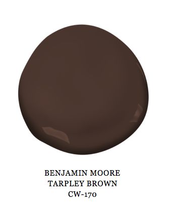 Tarpley Brown, Benjamin Moore Brown, Oxide Paint, Timeless Decorating, Print Armchair, Benjamin Moore Exterior, Brown Paint Colors, Aerin Lauder, Display Family Photos